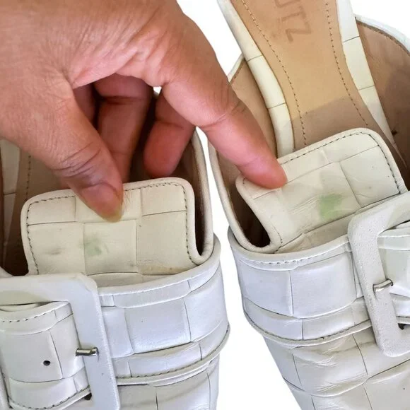 Schutz Women's Savana Braided White Leather Closed Toe Clogs/ Mule  Size 7B - Picture 7 of 12